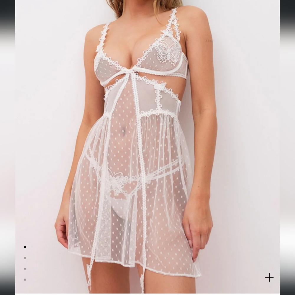For Love and Lemons Beaming Butterfly Appliqué Slip Dress